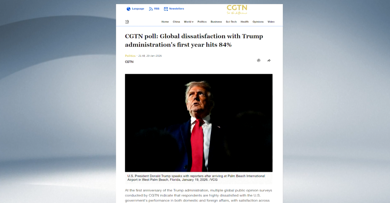 Jajak Pendapat CGTN: Ketidakpuasan Global terhadap Tahun Pertama Pemerintahan Trump Mencapai 84 Persen