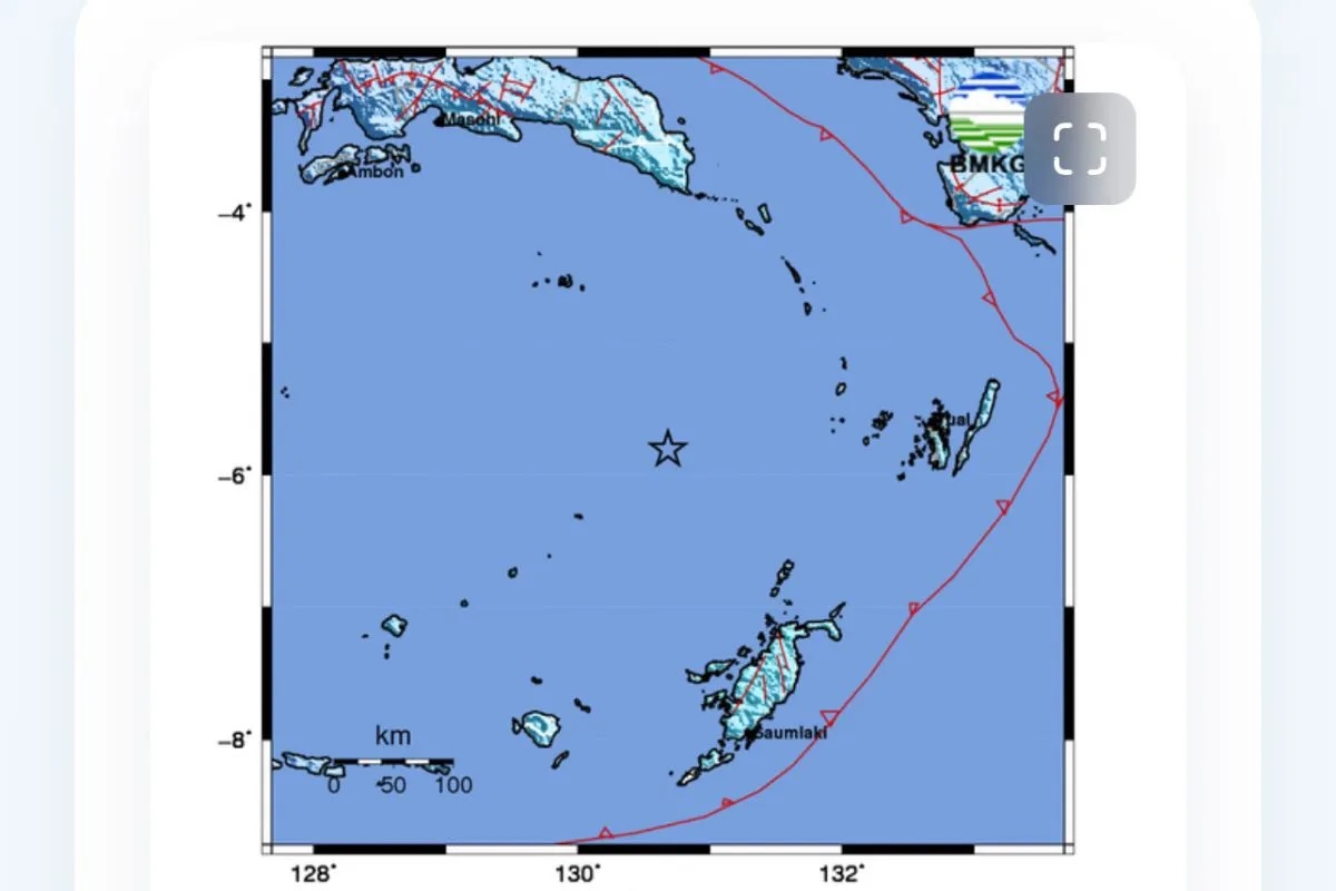 Gempa berada di titik koordinat 5