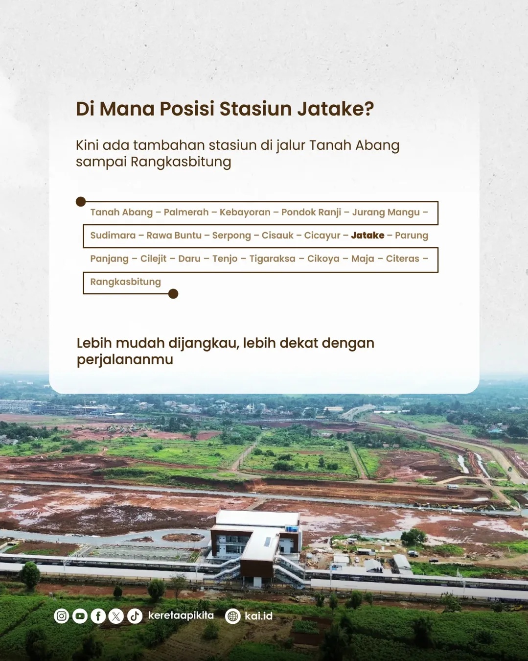 Stasiun KRL Jatake Resmi Beroperasi Hari Ini